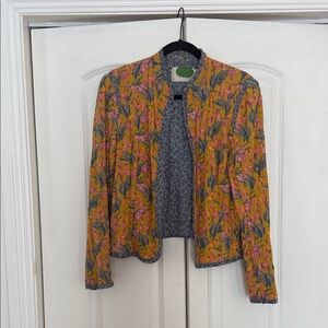 Anthropologie Yellow and Pink Floral Blazer